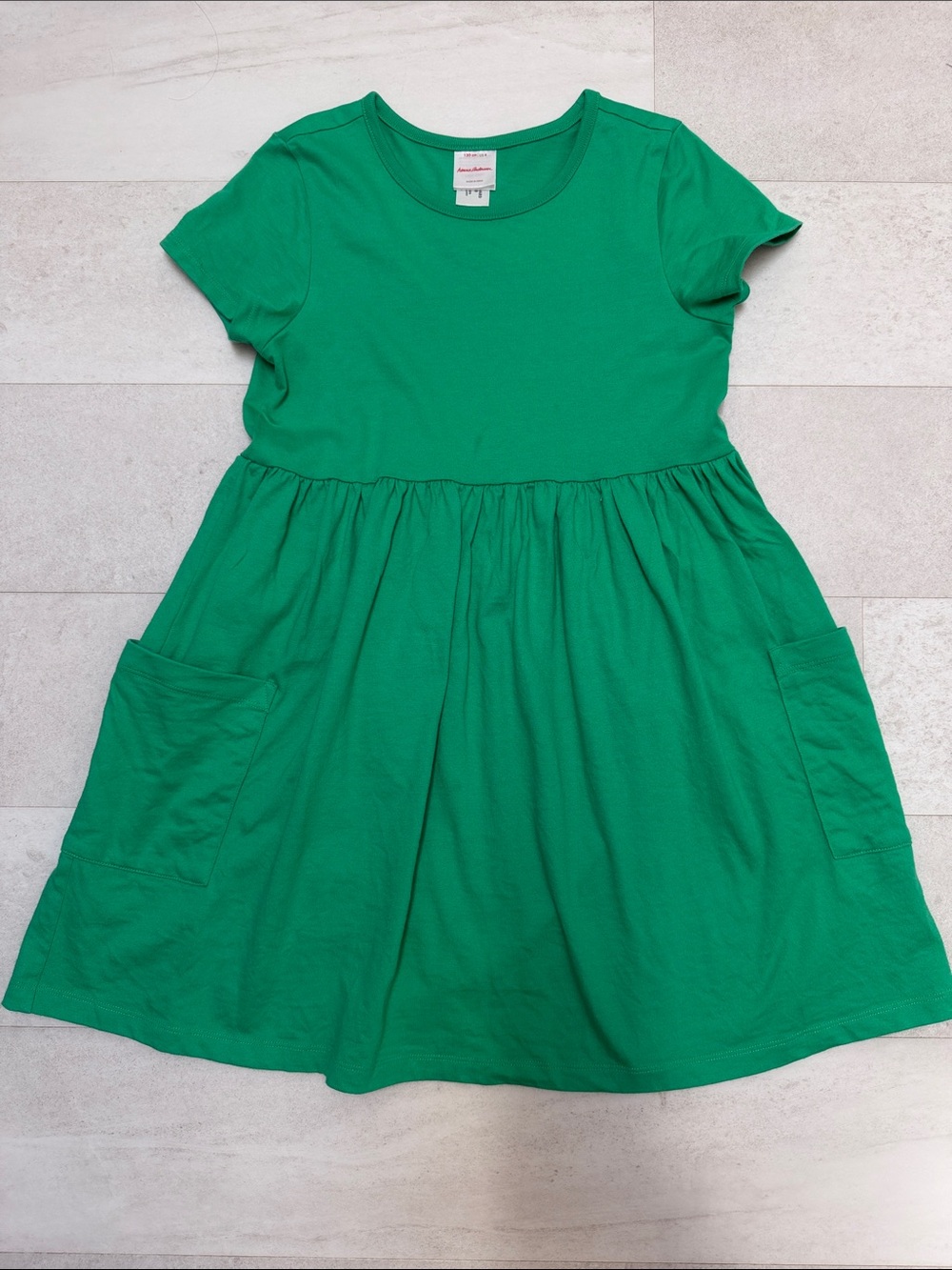 Hanna Andersson green play dress with pockets